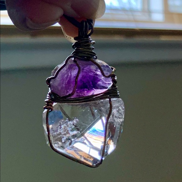 Hand Crafted Other - Amethyst, & Herkimer Diamond Pendant